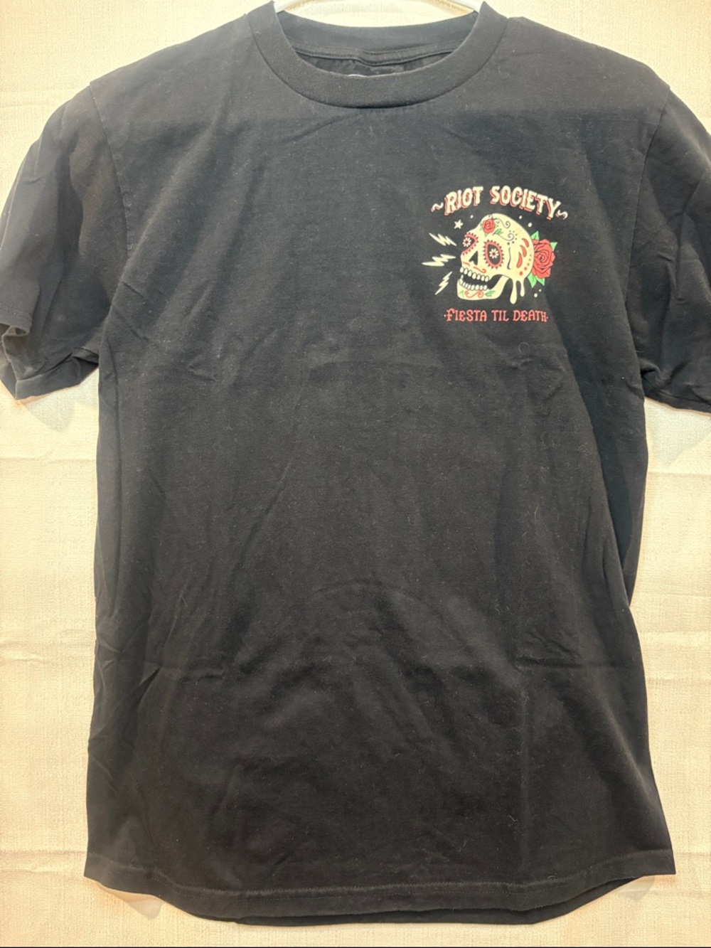 Riot Society Black Graphic Tee with Skull Fiesta Print #5